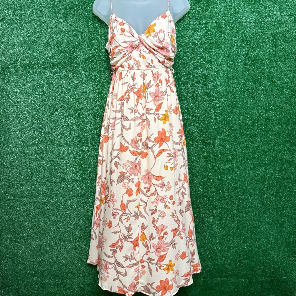 Bella Mae Cream Floral Maxi Dress Twist Bodice Boho Garden Party